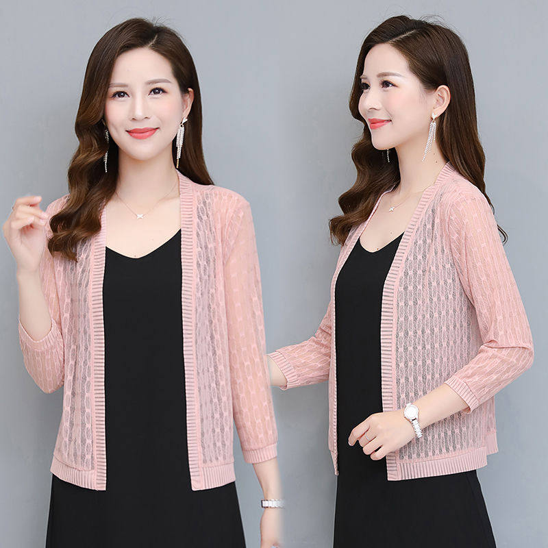 New thin coat short outer lace cardigan spring and summer plus size women's shawl summer shirt air conditioning shirt