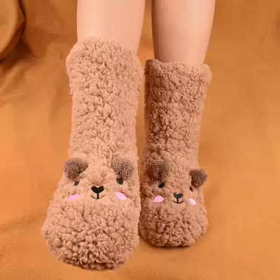 Socks female tube plus velvet thick protective gear snow socks warm cartoon cute winter snowy month socks women