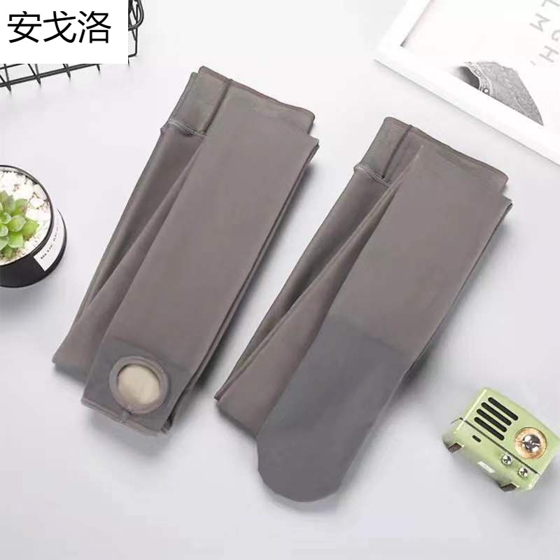 Silk stocking with pantyhose sweatpants Warm Ladies Spring Autumn air hostess Grey Overt winter guard kneecap thickened with underpants Sox-Taobao