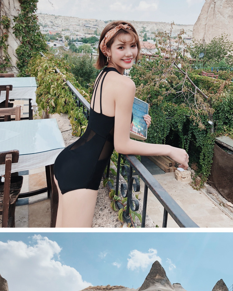 Bộ đồ bơi nữ một mảnh màu đen 2018 mới lưới đỏ mẫu thời trang thon gọn gợi cảm hở lưng nóng bỏng phần mùa xuân bảo thủ che bụng - Bộ đồ bơi One Piece đồ bơi 1 mảnh