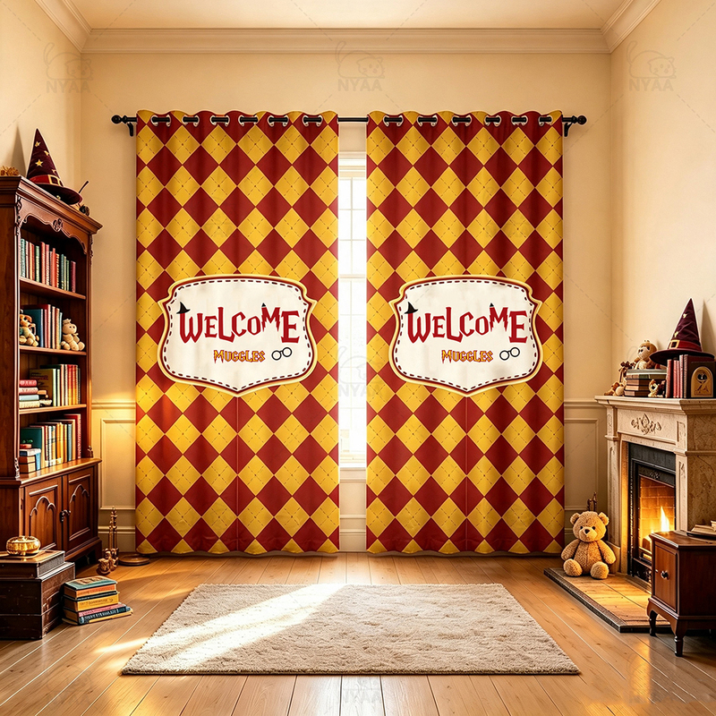 Harry Potter Privacy Curtain Bedroom Room Lattice Curtain Welcome Muggles Magic Academy Study Partition Curtain