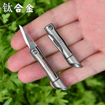 Titanium Alloy Mini Folding Knife Express Knife Carry-on key buckle anti-body pendant open letter knife folding portable small knife