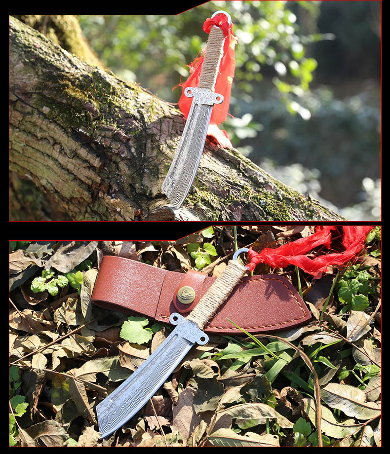 Hoang dã ngoài trời Damascus thép dao Thụy Sĩ công cụ mini sắc bén tự vệ chiến thuật đặc biệt dao thẳng với một thanh kiếm dụng cụ đa năng Leatherman