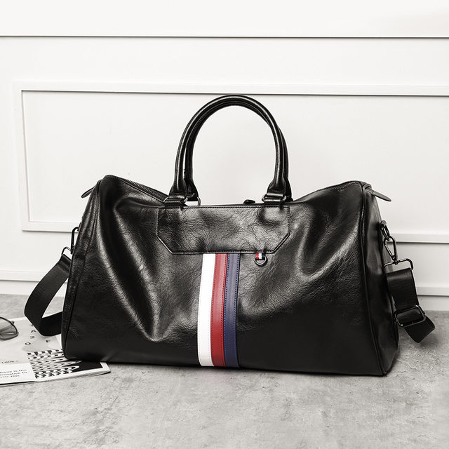 Genuine leather men's handbag, trendy brand shoulder bag, short trip, large capacity men's bag, crossbody bag, internet celebrity travel bag