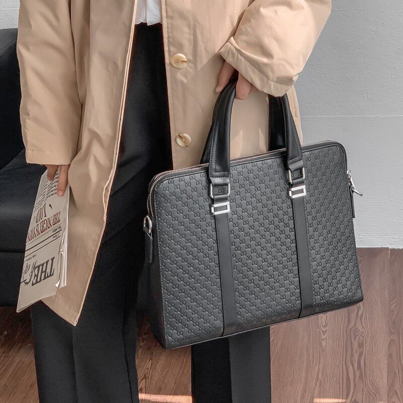 Tide brand men's bag handbag British horizontal briefcase embossed letters one-shoulder messenger bag business casual computer bag