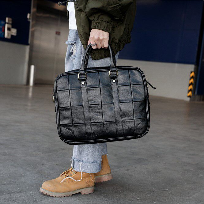 Leather men's bag tide brand men's handbag large-capacity business travel business bag casual trend simple hand-held briefcase