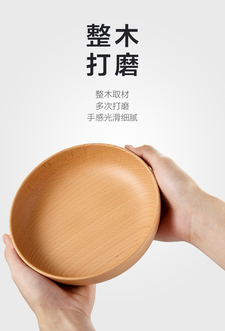 Anbi thưởng thức toàn bộ bát gỗ sồi tròn kho khô trái cây lưu trữ lớn bằng gỗ món ăn bằng gỗ kiểu Nhật rắn - Tấm khay đựng hoa quả bằng gỗ