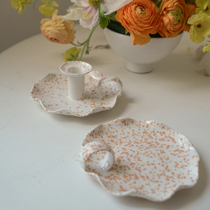NICONE Korea ins style ceramic candlestick retro splashing ink plate plate dish niche cafe homestay jewelry decoration