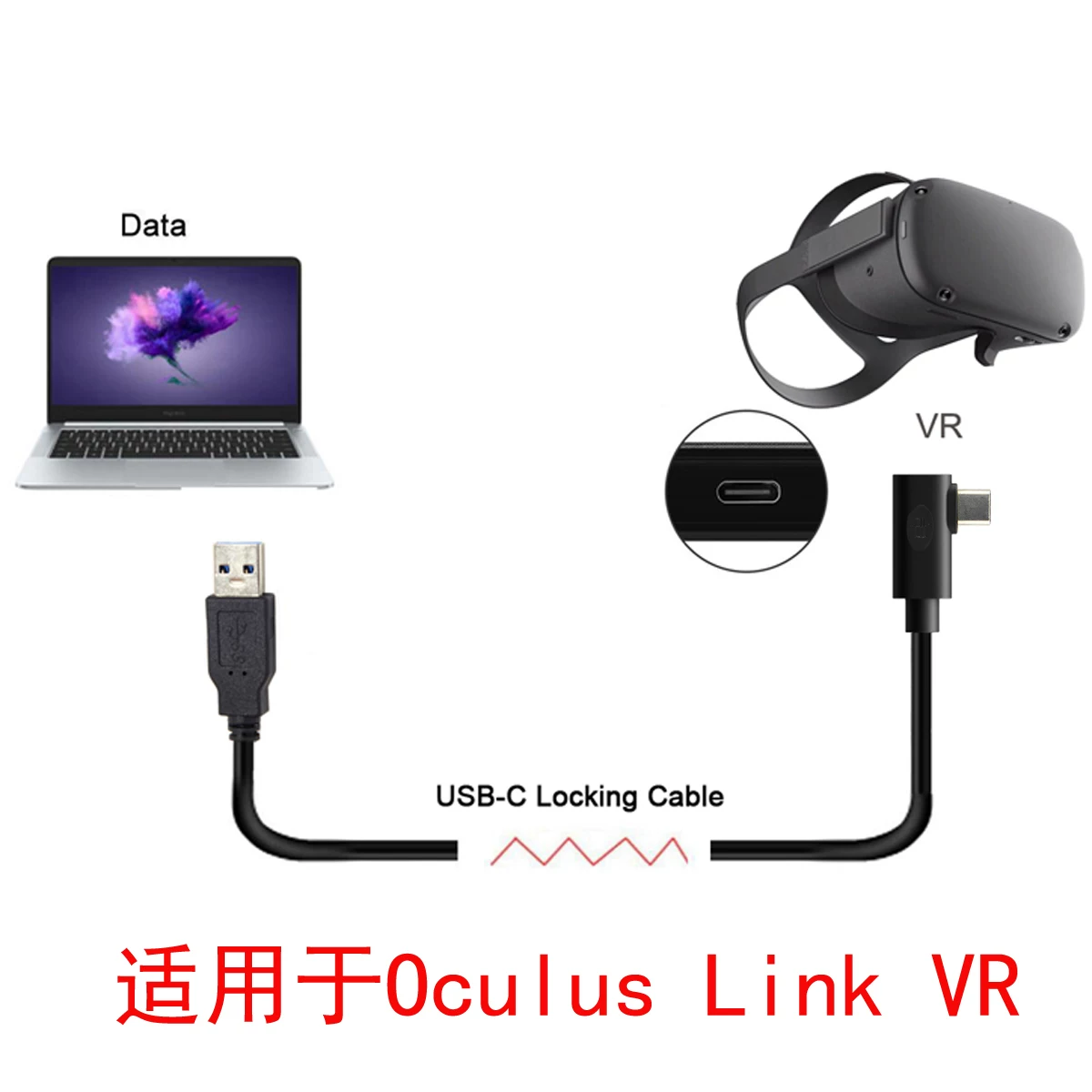 Совместим с Oculus Link USB-C для поддержки Steam VR Quest Type-C локоть 30 кабель передачи данных