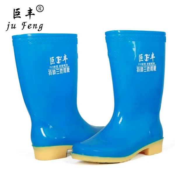 Giày cao gót 2018 Jufeng cộng với cotton cộng với nhung mưa ủng nam nữ đi giày cao gót đế xuồng chống trượt đáy giày keo