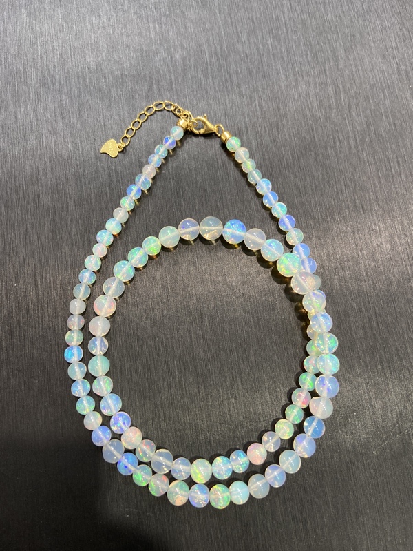 Natural Opal Necklace, Opal Necklace with Full Fire Color, Fire Opal Collarbone Necklace