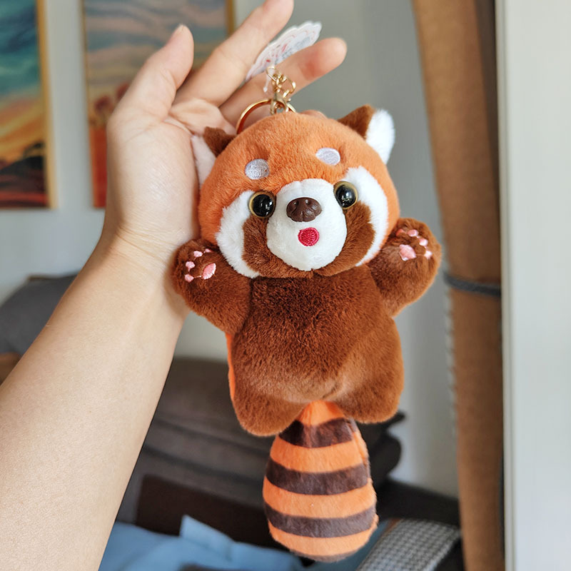 Red Panda Keychain Cute Plush Doll Backpack Pendant Raccoon Ornament Toy Doll Gift Prize