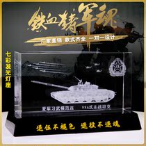 Crystal ornaments 3D carved 99A main battle tank model custom Chinese veteran souvenirs Zhu Rihe