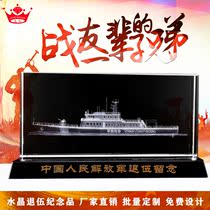 Crystal laser engraving marine police ship model custom souvenir ship ship desktop ornaments high quality creative gifts