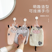 Thickened Wipe hand towels Hanging Cute Cartoon water suction not easy to drop Mao Home Children with a hand towel Kitchen Wipe cloth
