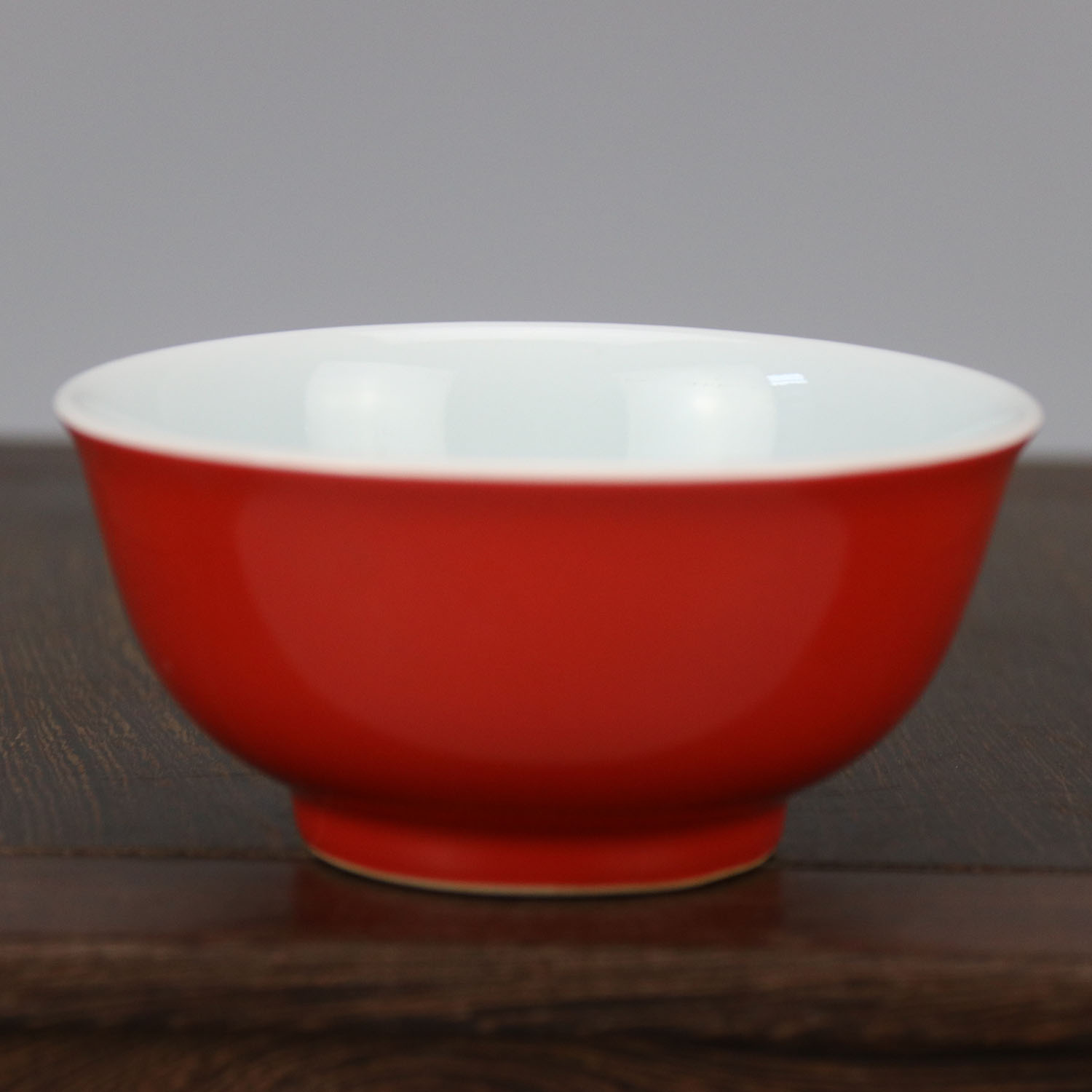 Shanghai Museum in 1962 - colored glaze red glaze 4 5 inch rice bowl of antique porcelain