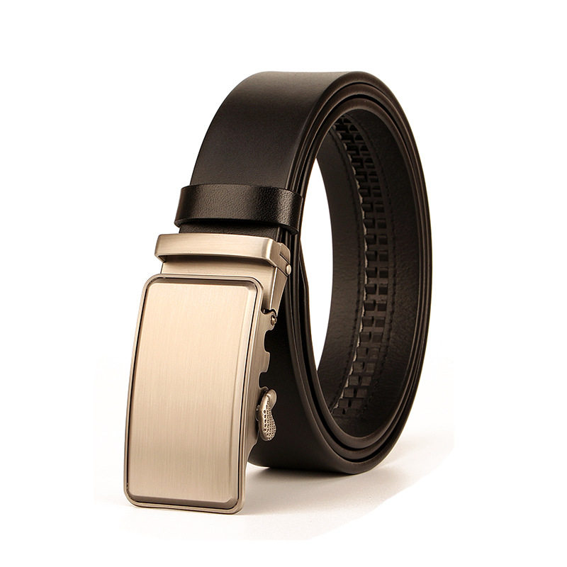 Width 3 5cm men's top layer cowhide automatic buckle belt business fashion casual all-match real non-sandwich belt