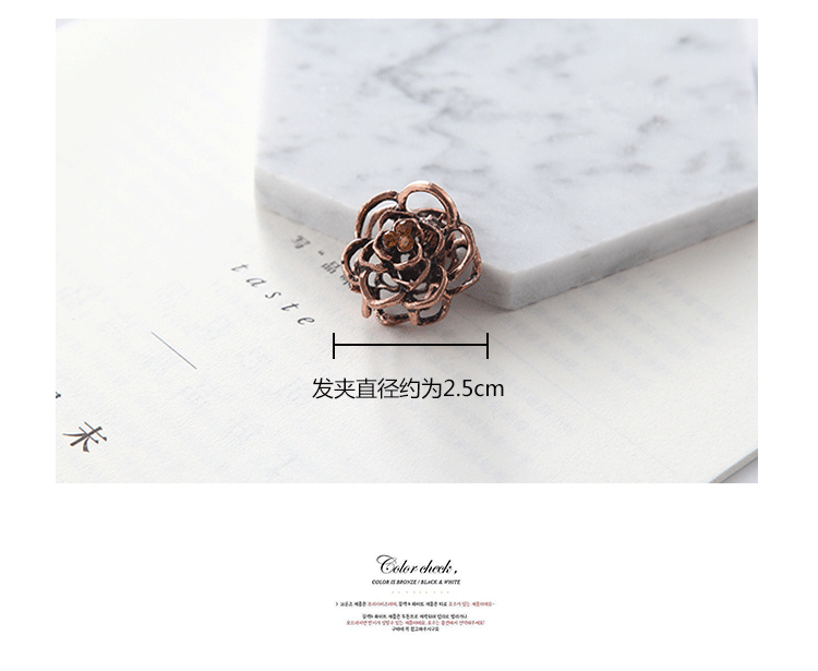 Phiên bản tiếng Hàn của trang sức phụ kiện tóc retro đồng rỗng hoa hồng nhỏ rhinestone nhỏ kẹp tóc kẹp tóc kẹp tóc băng đô tai mèo