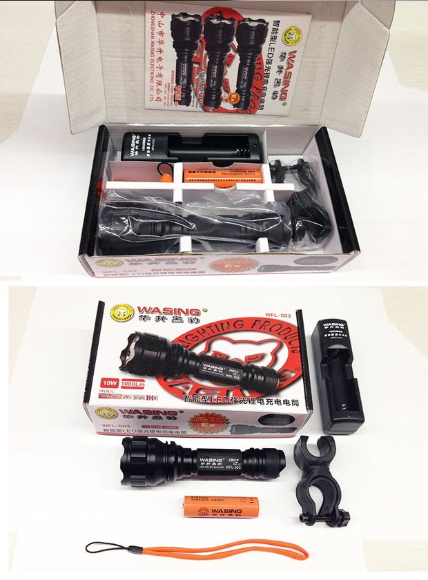 Đèn chiếu sáng ngoài trời Huasheng Panther WFL503 Điểm nổi bật Đèn pin nhôm chống cháy Gửi clip xe đạp đèn pin siêu sáng chính hãng