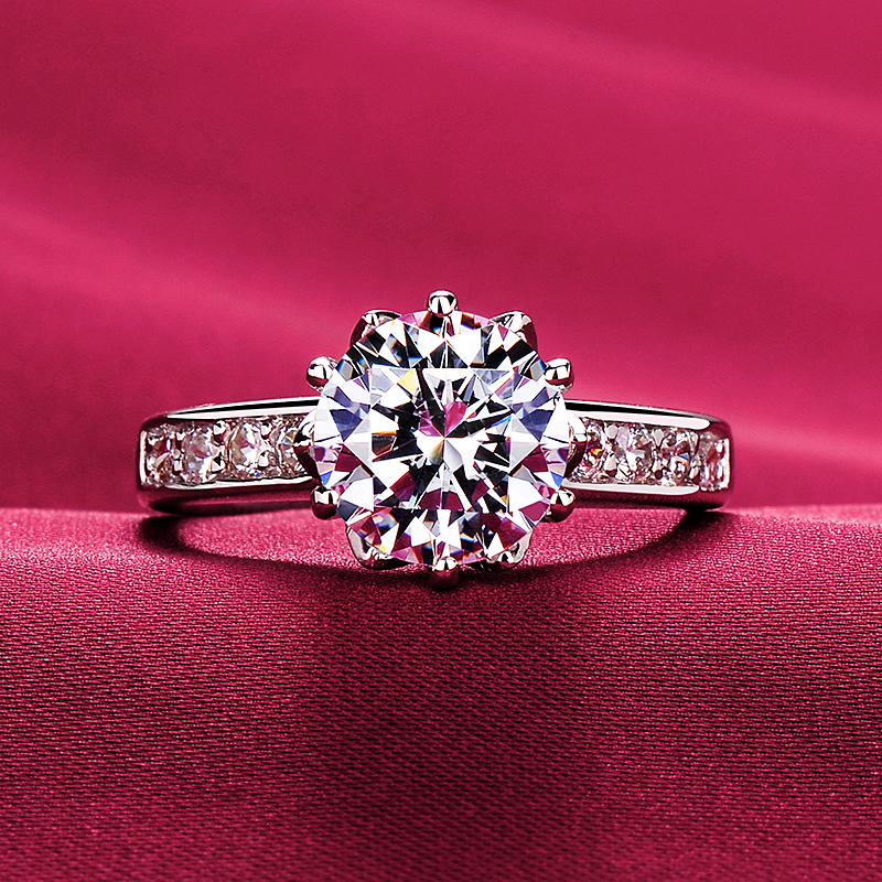 Imported Mosanstone Diamond Ring Diamond Ring Jewellery One Carat Wedding Ring PT950 With Certificate Over Pen