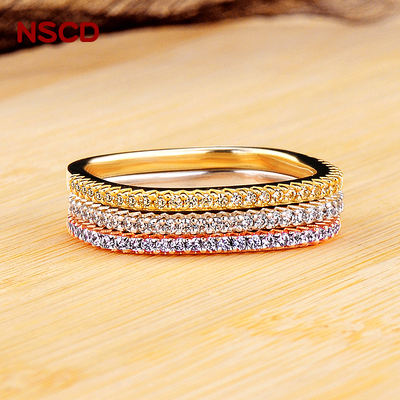 American Moissanite rose three-color diamond ring, imitation diamond ring, jewelry with certificate 22034