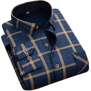 秋冬季男士保暖衬衫加绒加厚长袖修身韩版潮条纹印花中年衬衣男装