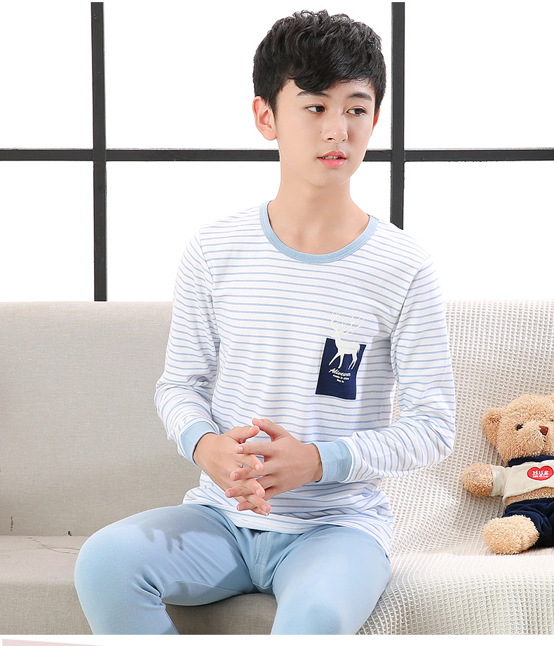 Zhongda Tong đồ lót nhiệt set cotton trường tiểu học Qiuyi Qiuku nam và nữ cotton trẻ em cotton áo len quần pyjama đồ lót nam