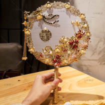 Flower wedding fan diy material package Chinese wedding Bride hand bouquet Golden Xiuhe clothing Dragon and phoenix coat fan wedding