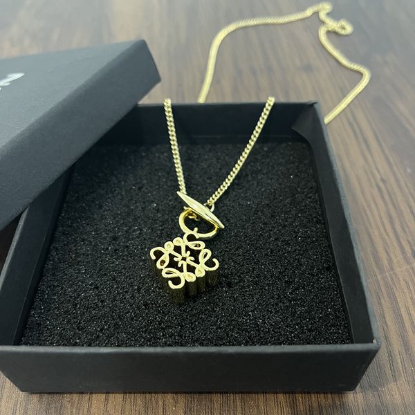 Lo Roewe Brand Long Letter Necklace, Stylish Autumn and Winter Coat Accessory, Ewe Sweater Chain