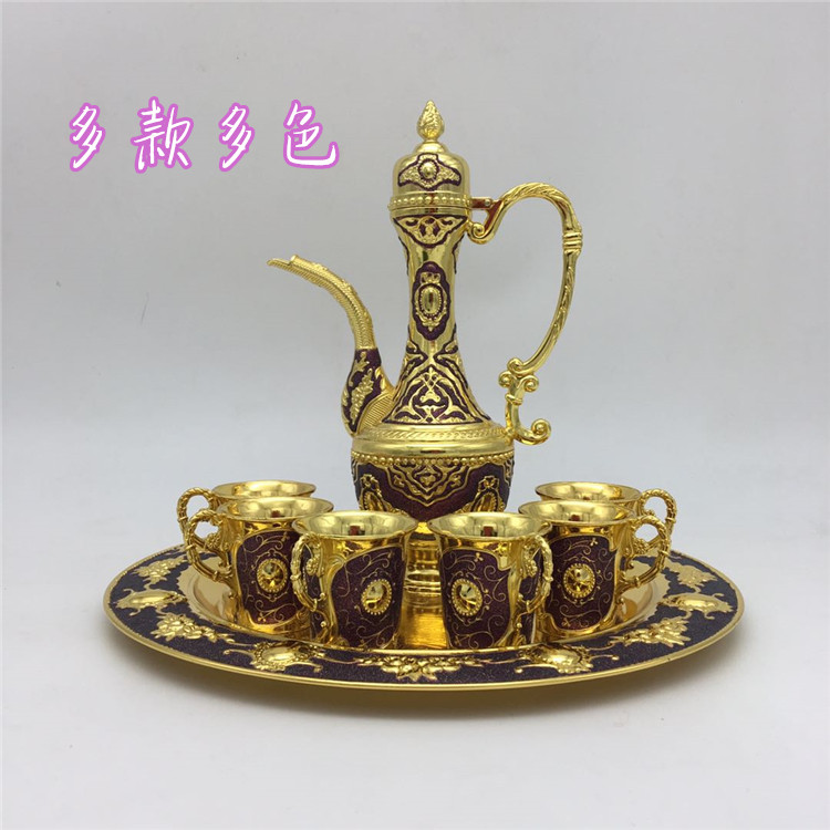 Russian European-style wine set, wine bottle, wine glass, wedding gift, Xinjiang special color, tin name tea set, craft gift decoration