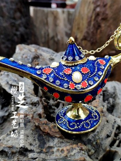 阿拉丁神灯中号俄罗斯特色海外工艺品新疆手绘工艺品彩锡神灯摆件