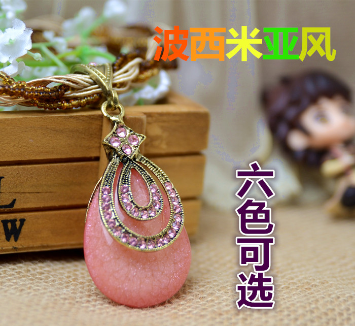 Hot Pin Long Version Necklace National Wind Ornament Original Handmade Retro Glazed Bohemian Necklace Fur Coat Chain Woman