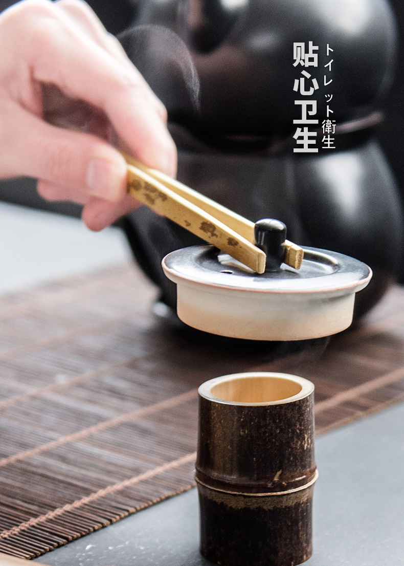 Spot bamboo bamboo tweezers ChaGa move anti hot cup the tongs kung fu tea set bamboo clip to tea accessories cup holder