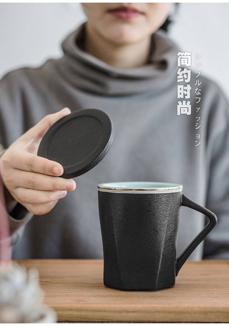 Large ceramic tea keller with cover filter cup tea cup creative portable office package tea cups