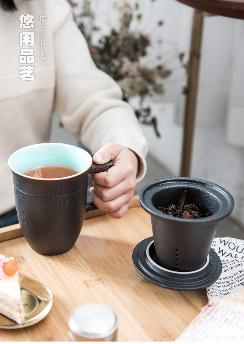 British landscape ceramic filter cup tea cup with lid keller mass customization glass office cup