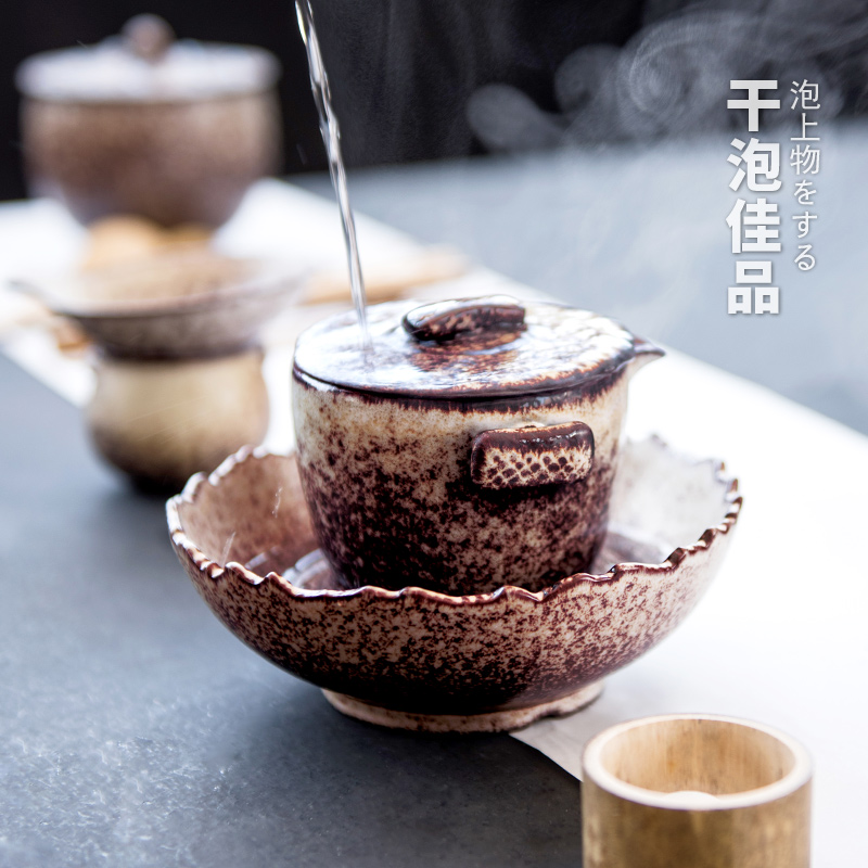 Bearing coarse pottery pot Bearing ceramic up snow mountain tea water raise pot mat kung fu tea set round the teapot tea accessories