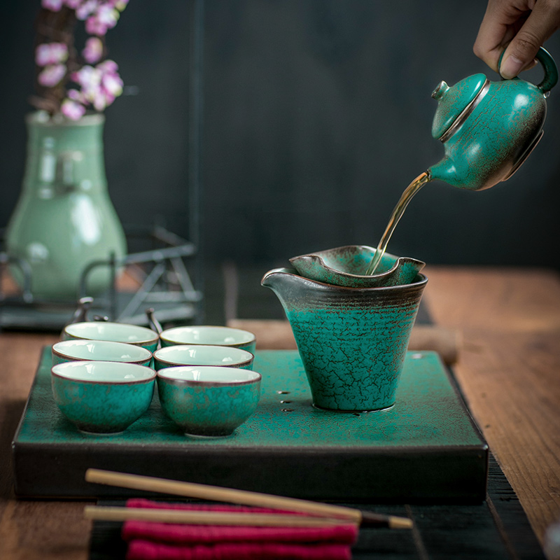 Kung fu tea set tea service of a complete set of ceramic teapot restoring ancient ways suit household tea dry tea six people