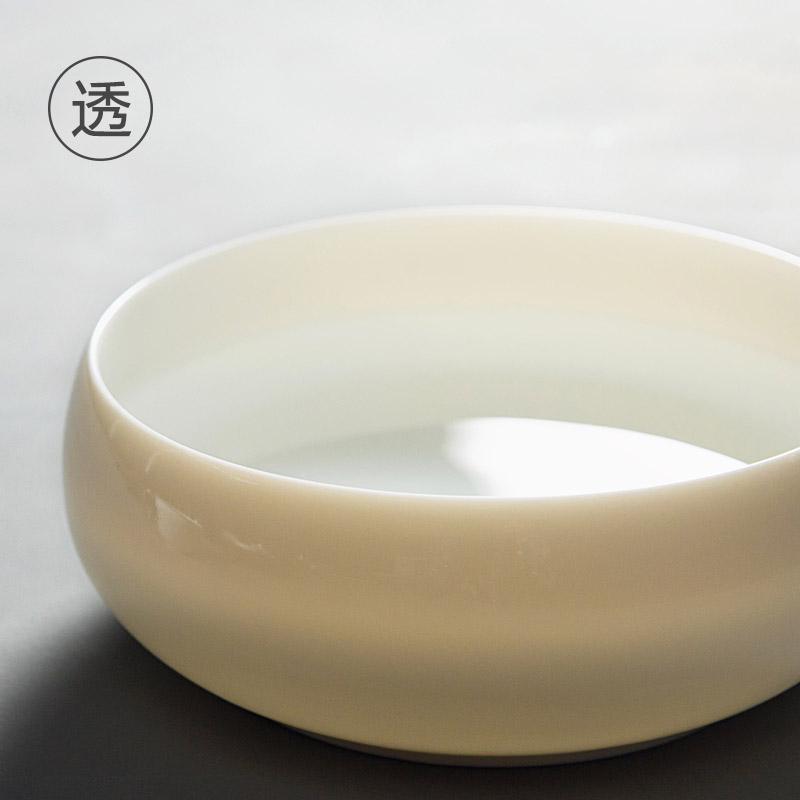 Jade porcelain large tea wash to wash white porcelain ceramic cup cup bowl water writing brush washer built kung fu tea tea water fittings