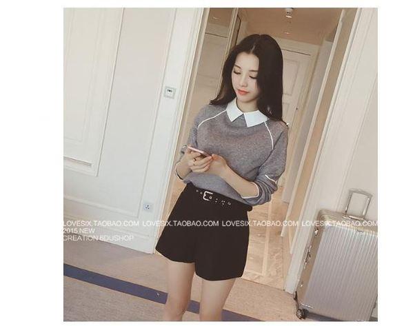 Quần áo mùa thu đông Phiên bản Hàn Quốc của cổ áo búp bê mới tay dài trùm đầu đan áo len đáy áo mỏng phần mỏng mỏng phù hợp với áo len nữ áo kiểu nữ đẹp tuổi 40