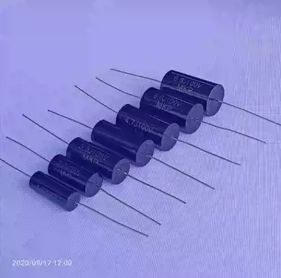 Divider stepless capacitor MKPT100V metallized film polypropylene capacitor Round axial horizontal capacitor