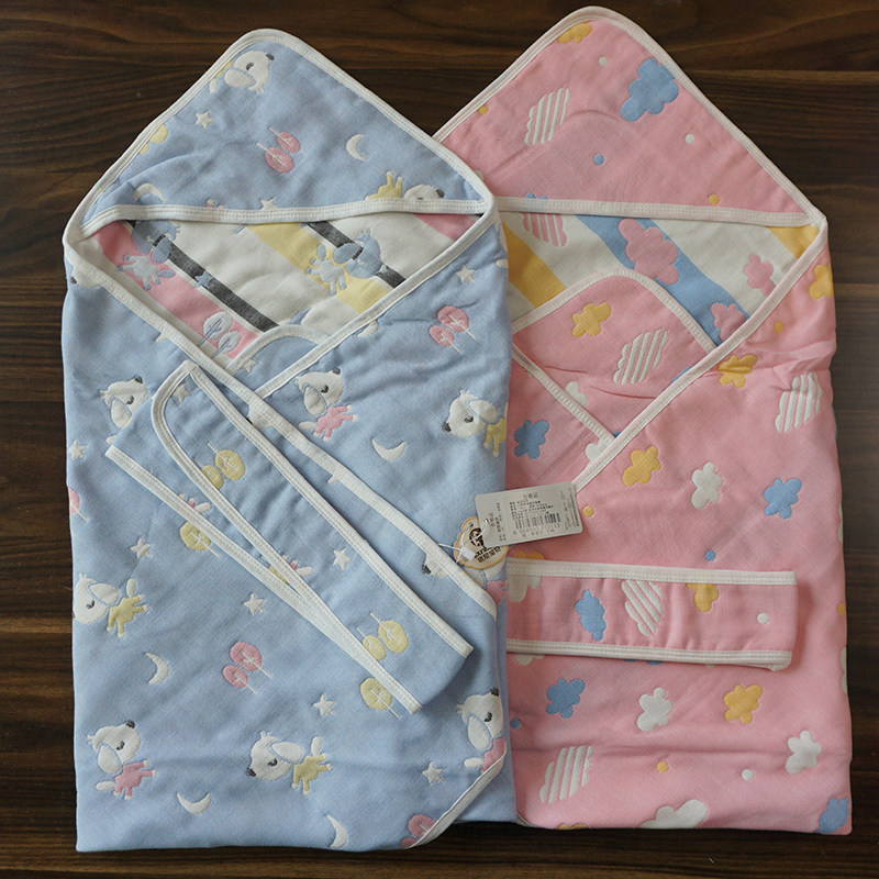 2021 solid store clear cabin six layers of gauze jacquard wrap with blanket delivery strap