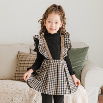 Boat Rat Girl Braces Skirt Autumn Winter Skirt Hairy Plaid 2021 New Fashion Ocean Gas Little Fragrant Wind Even Dress