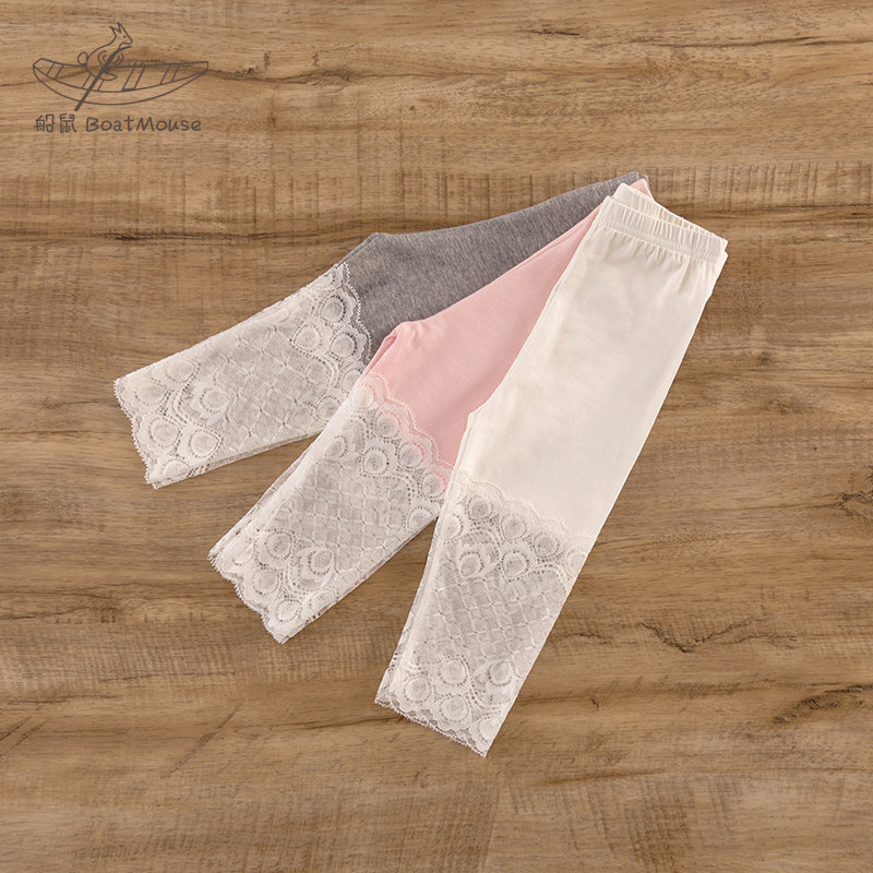 Boat mouse girls underwear summer thin section 2021 stitching lace slim female baby pants lace children's five-point pants