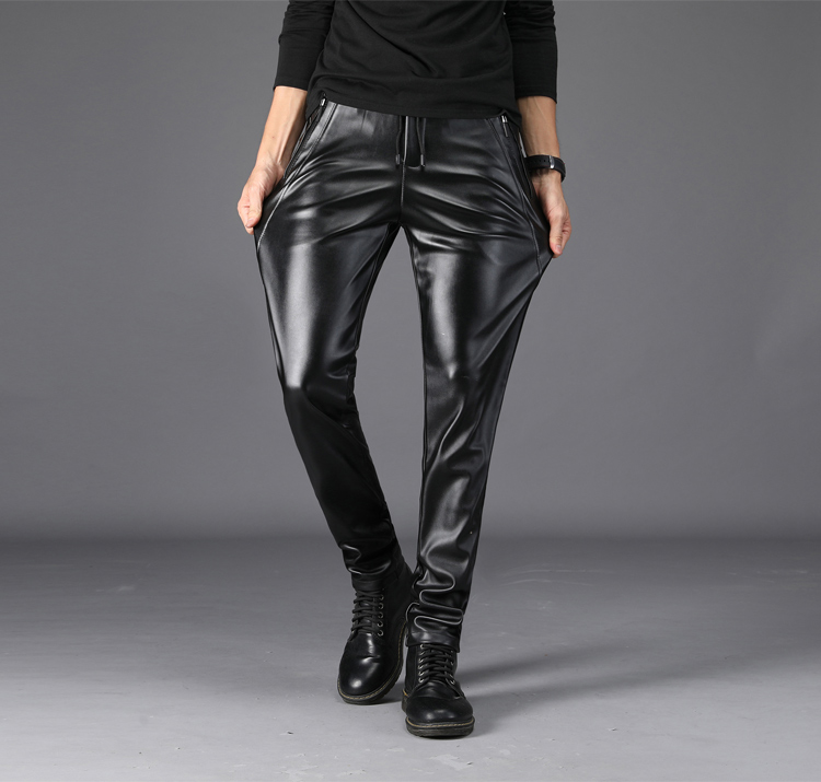 Quần da nam cộng với nhung Slim 2018 mới mùa đông xe máy dày chống gió cưỡi ấm chân đầu máy quần quần thể thao nam