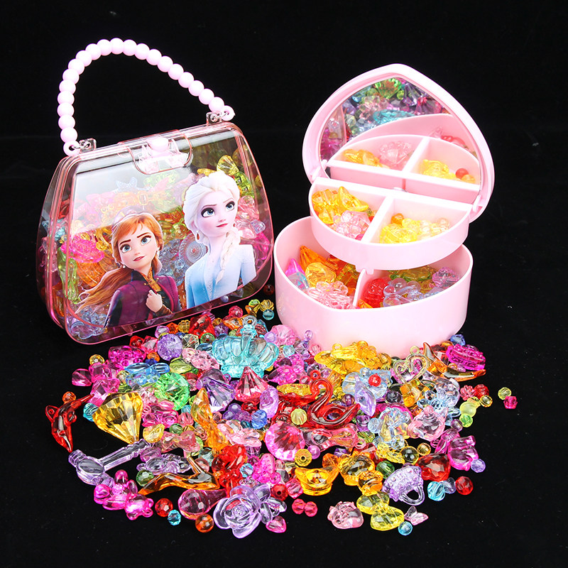 String Beads Children Toys Puzzle Handmade Diy Bracelet Wearing Beads Necklace Material Crystal Gem Seven Colored Princess-Taobao