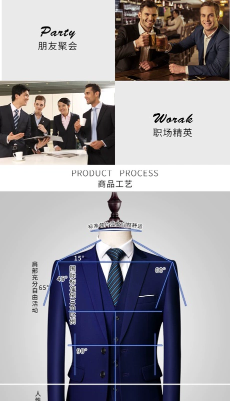 Royal blue hai khóa chống nhăn miễn phí ủi công ty phù hợp với chuyên nghiệp phù hợp với nam xu hướng tốt nhất nhóm người đàn ông kích thước lớn phù hợp với một bộ đồ