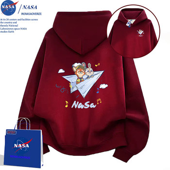 Nasa Co-Branded Retro Burgundy Sweatshirt for Men and Women 2026 New Zootopia Judy Nick Hooded Jacket
