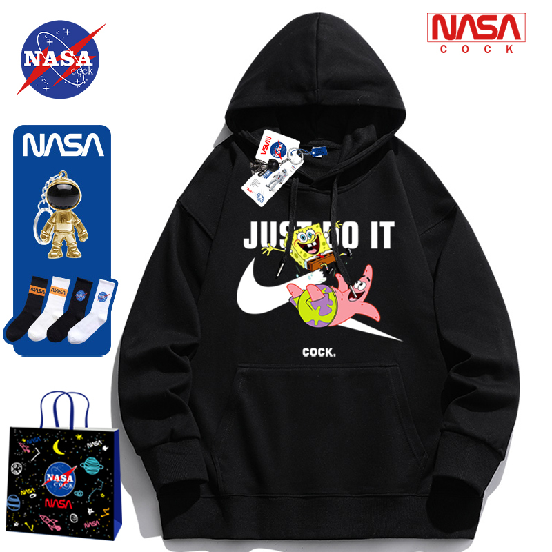 Nasa Co-Branded Spongebob Squarepants Patrick Star Hooded Sweatshirt for Men and Women, New Trendy Brand Hoodie for Spring, Autumn, and Winter Nasa Co-Branded Spongebob Squarepants Patrick Star Hooded Sweatshirt for Men and Women, New Trendy Brand Hoodie for Spring, Autumn, and Winter