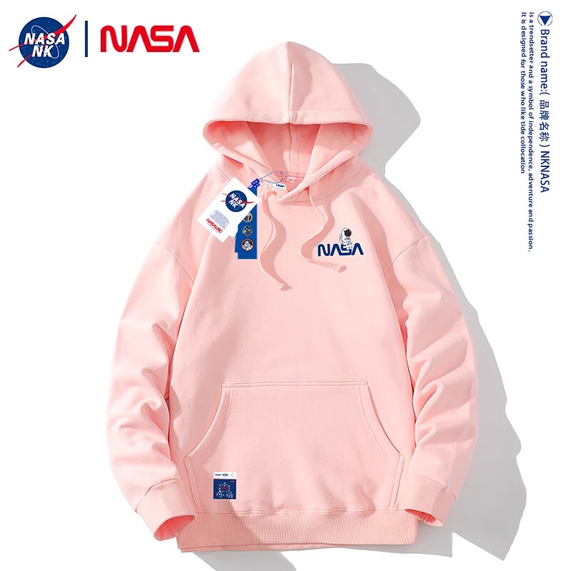Nasa Trendy Pink Hooded Sweatshirt for Men and Women, Heavyweight Spring, Autumn and Winter New Style, High-End Jacket for Teenagers