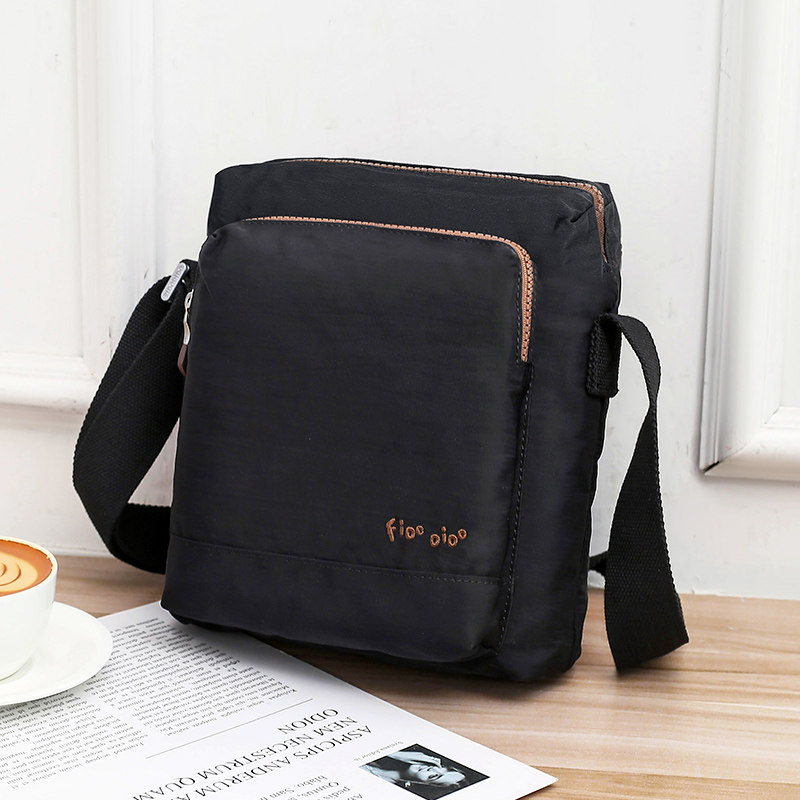 Fidudo shoulder bag youth vertical Oxford casual Korean waterproof men's messenger bag black men's bag